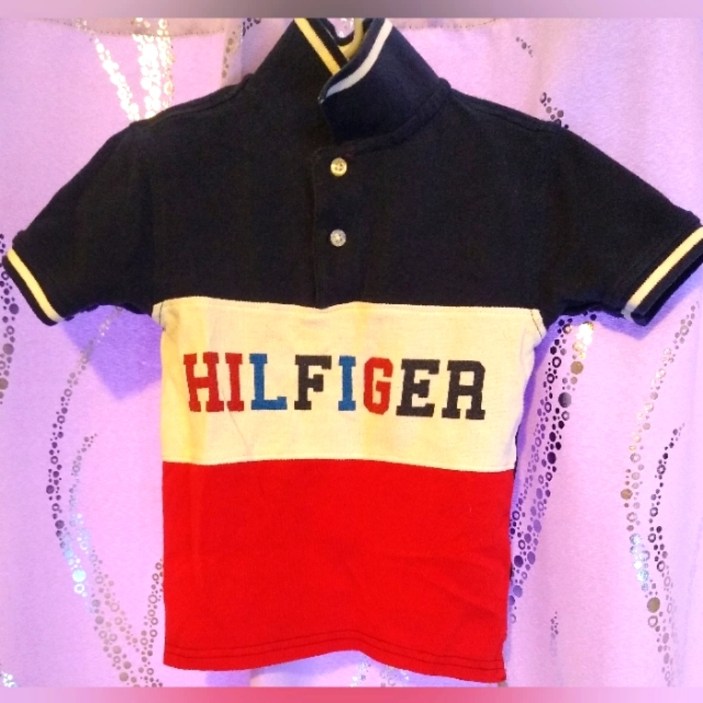 Tommy Hilfiger Red and White Polo Shirt Bold Sporty Design